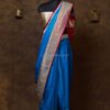 Royal blue banarasi satin plain saree
