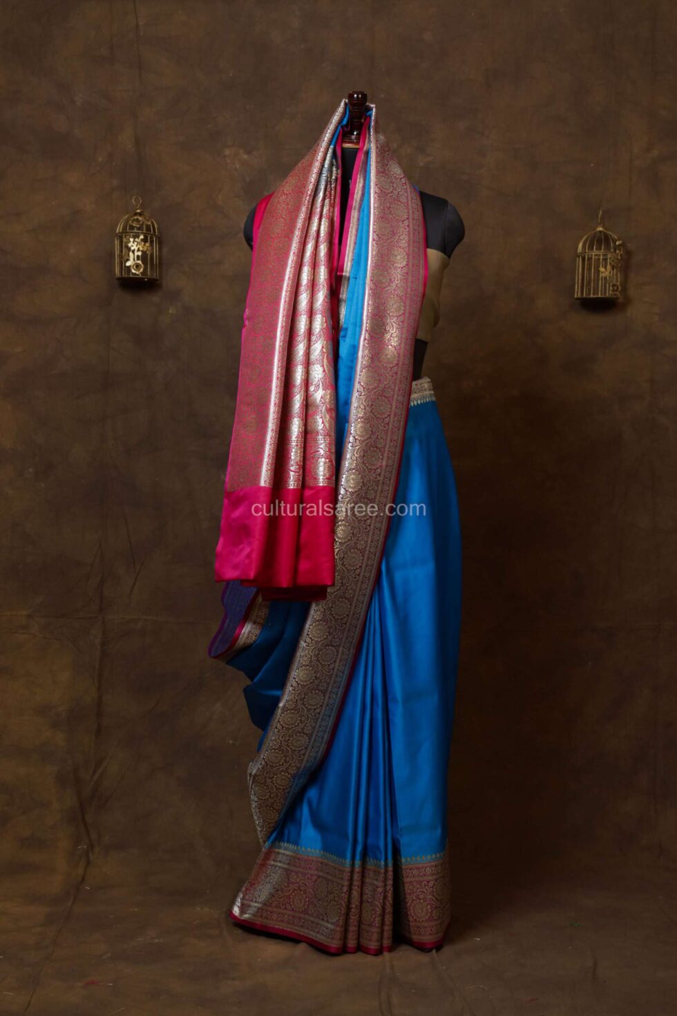Royal blue banarasi satin saree