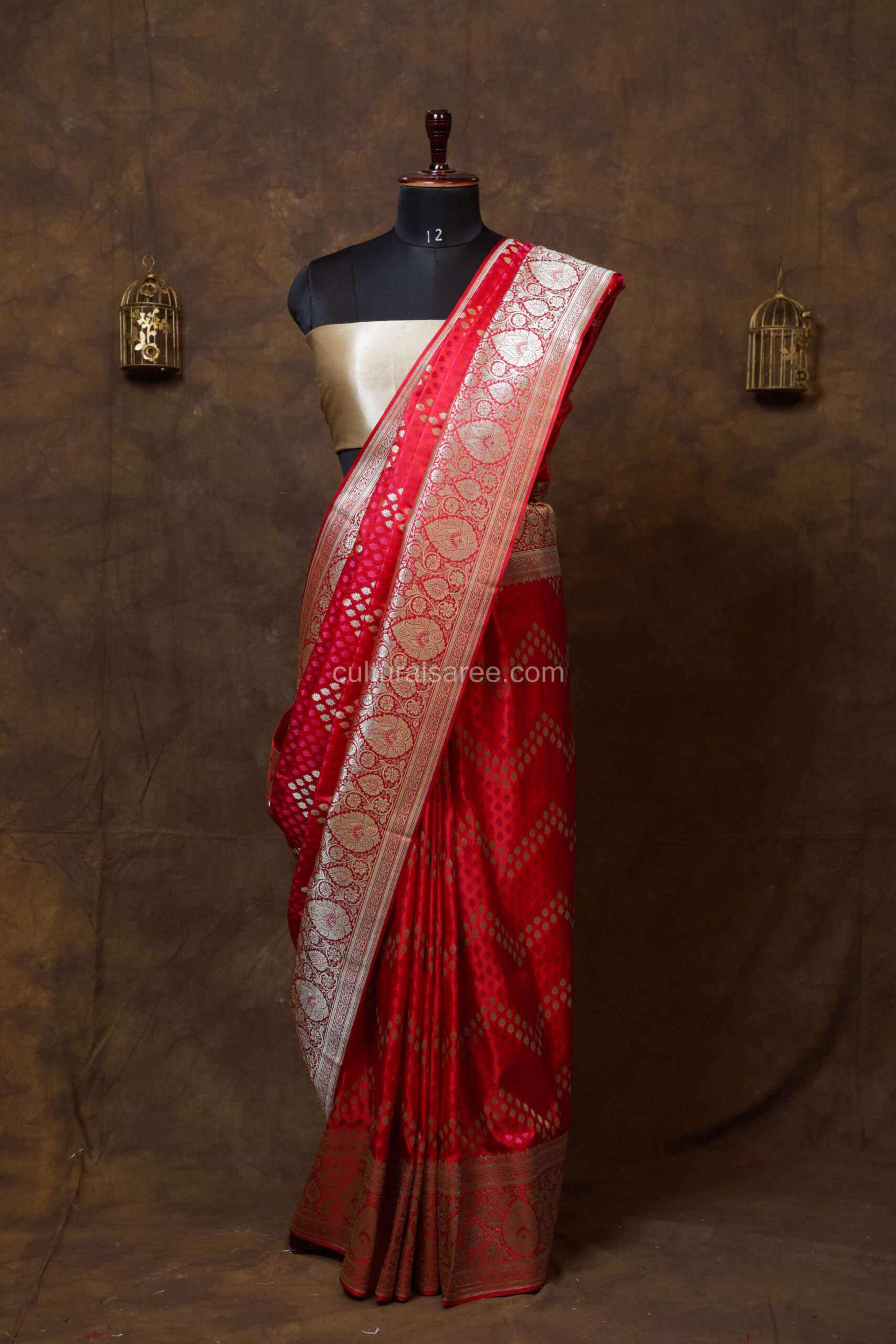 Opulent ruby red banarasi rang kart silk saree