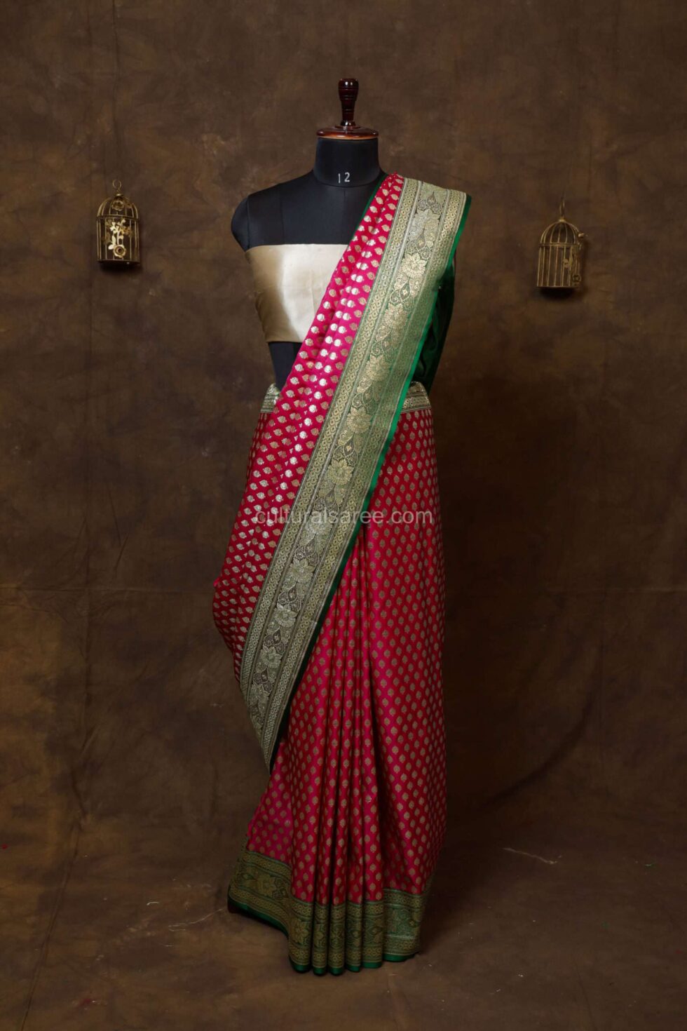 Royal Pink Minakari Banarasi Satin Saree