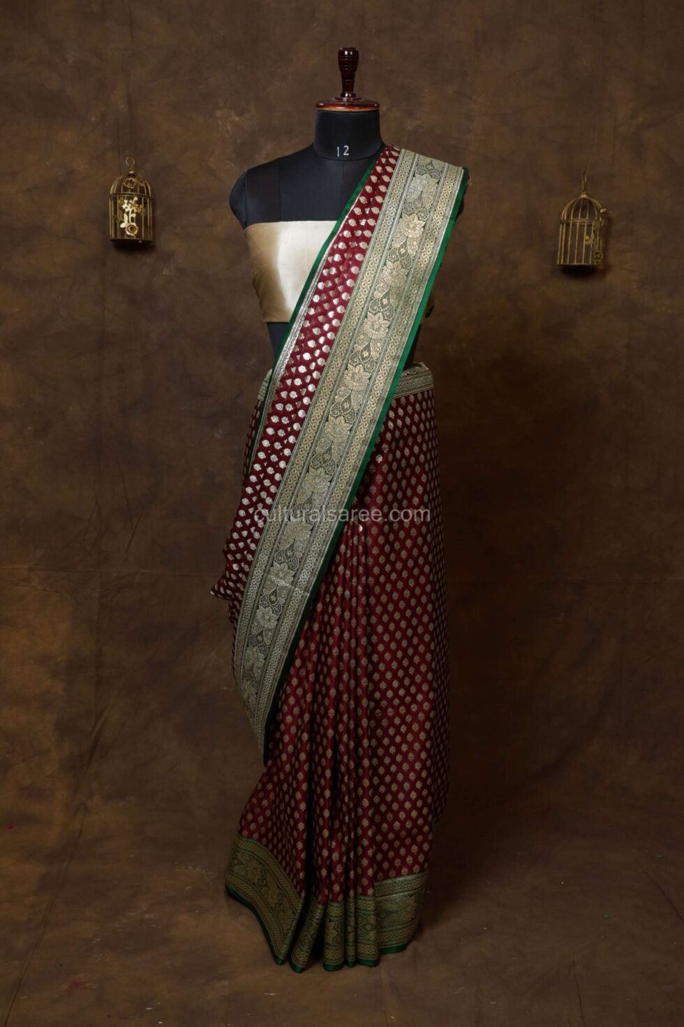 Maroon Minakari Banarasi Satin Saree