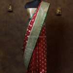 Berry Red Minakari Banarasi Satin Saree