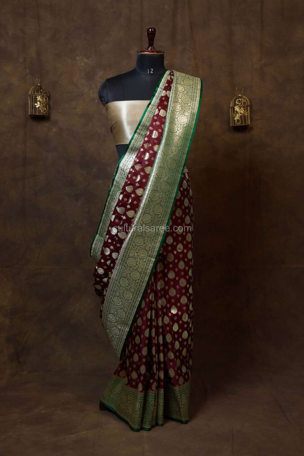 Royal Maroon Minakari Banarasi Satin Saree