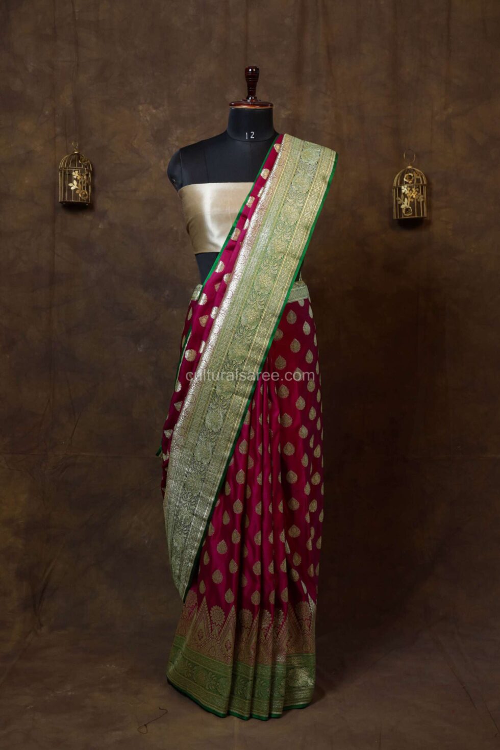 Rich Magenta Minakari Banarasi Satin Saree