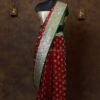 Dark Red Minakari Bararasi Satin Saree