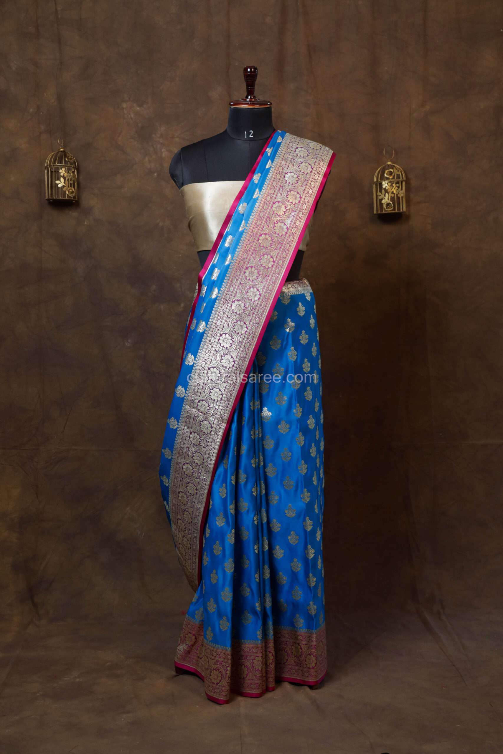 Sky Blue Minakari Banarasi Satin Saree
