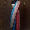 Ocean Blue and Pink Partly Minakari Contrast Banarasi Satin Saree with minakari border