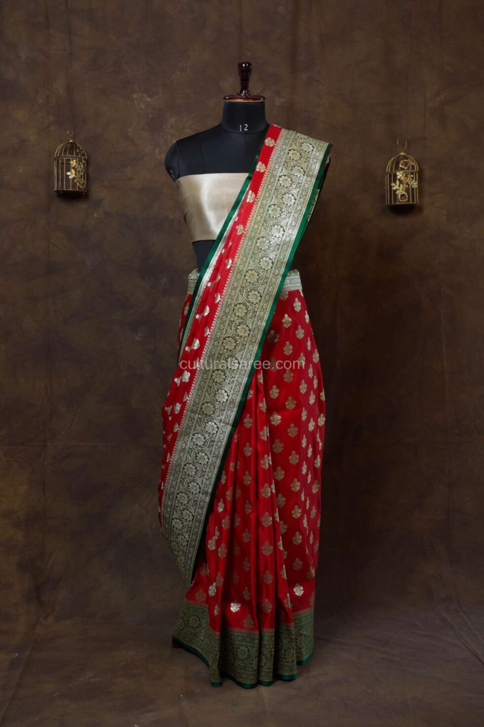 Royal Red Minakari Banarasi Satin Saree