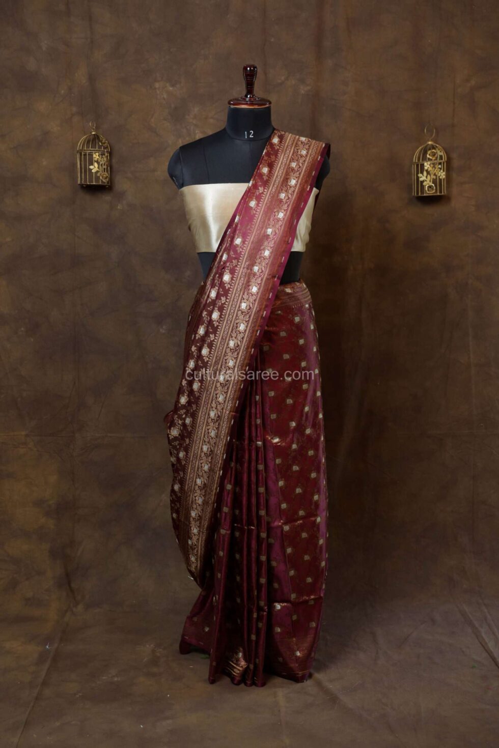 Rich brown banarsi silk saree