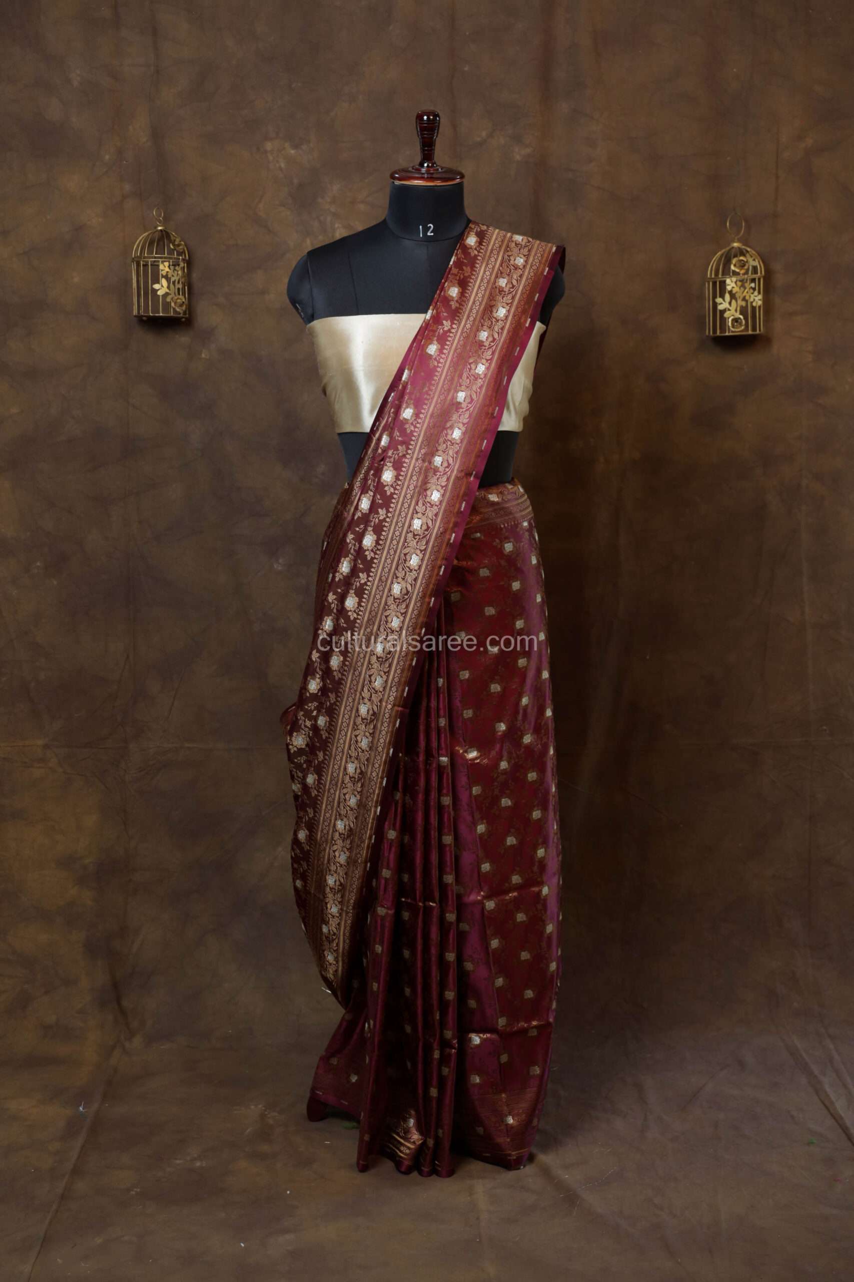 Rich brown banarsi silk saree