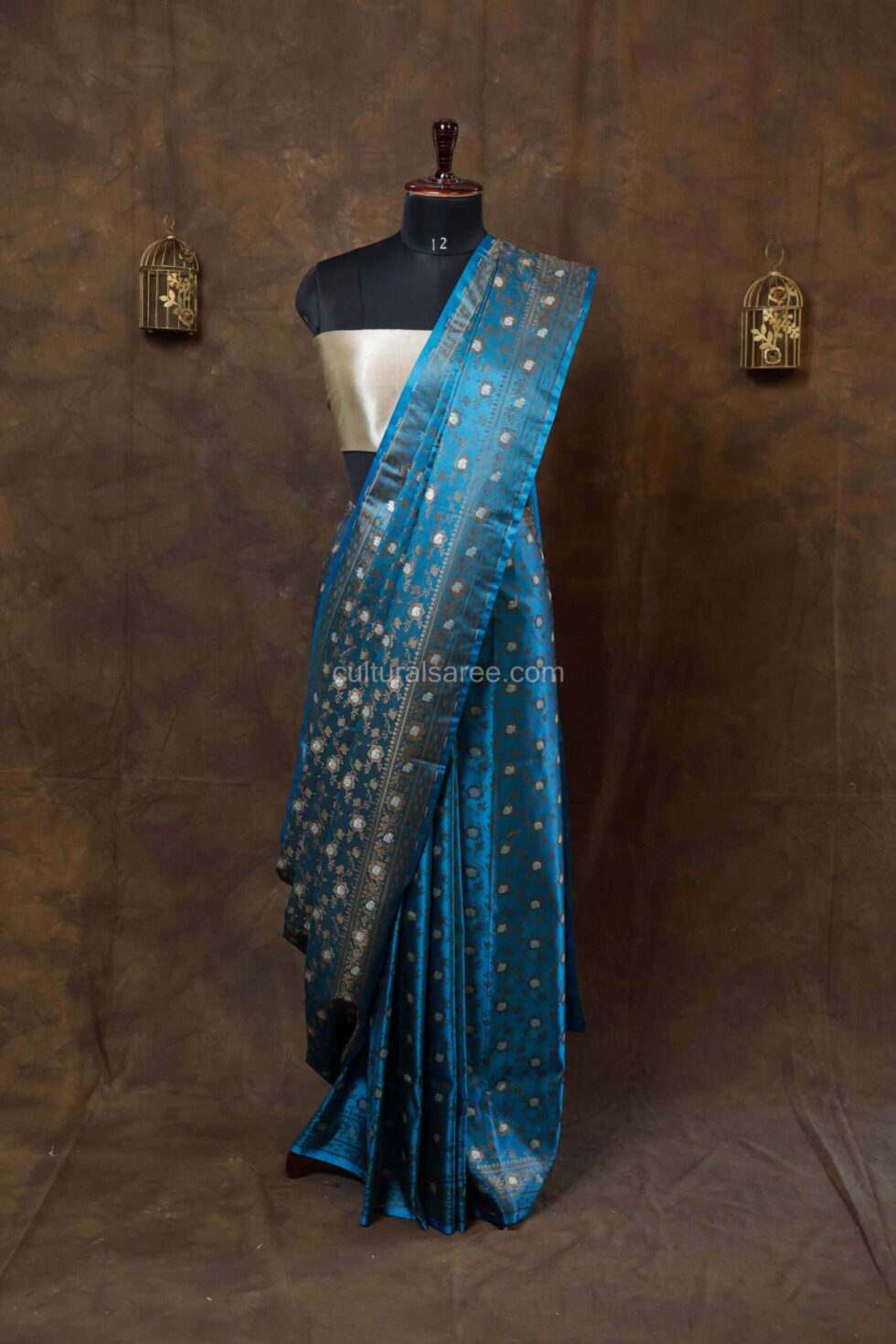 Navy blue banarasi jal saree