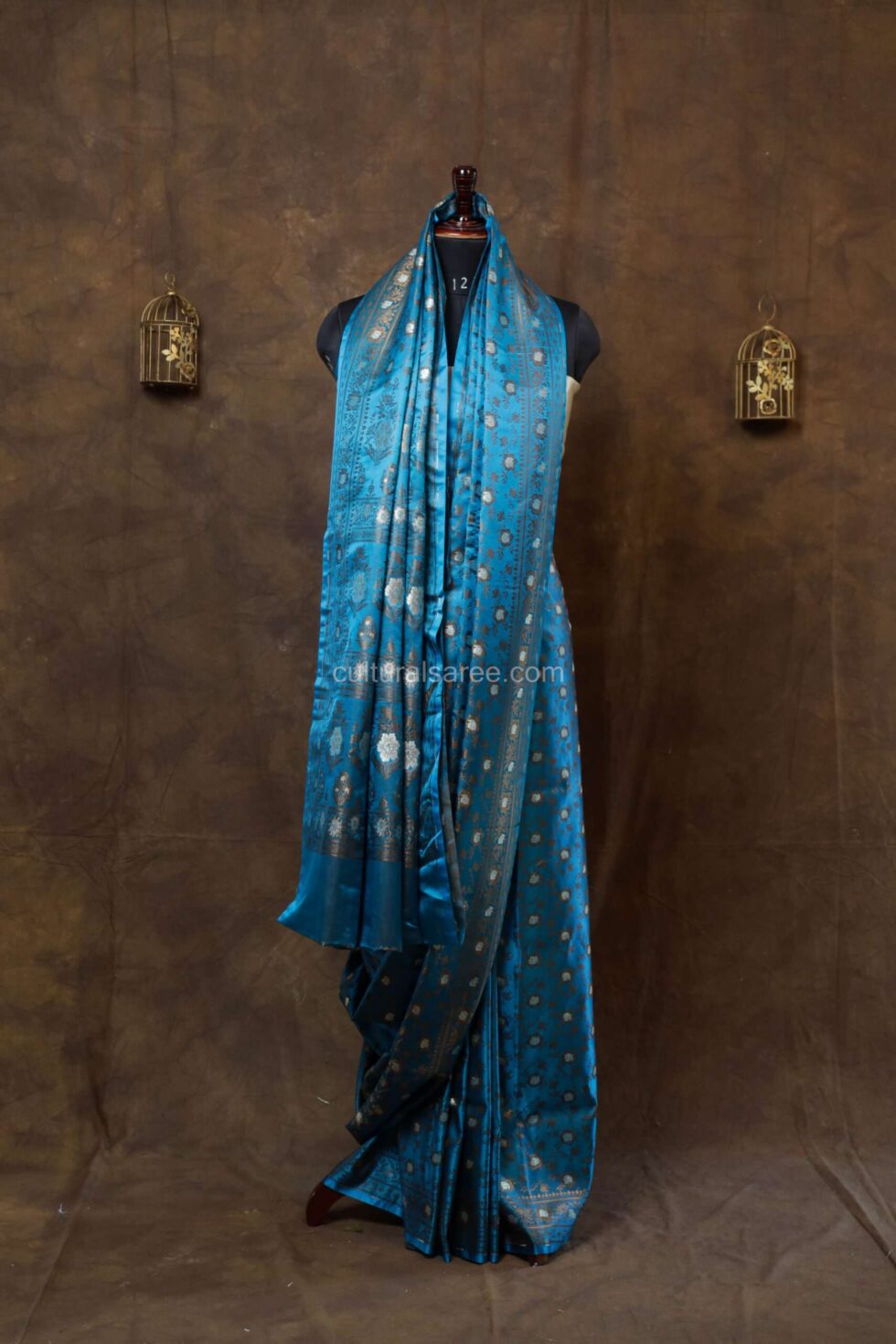 Navy blue banarasi jal saree