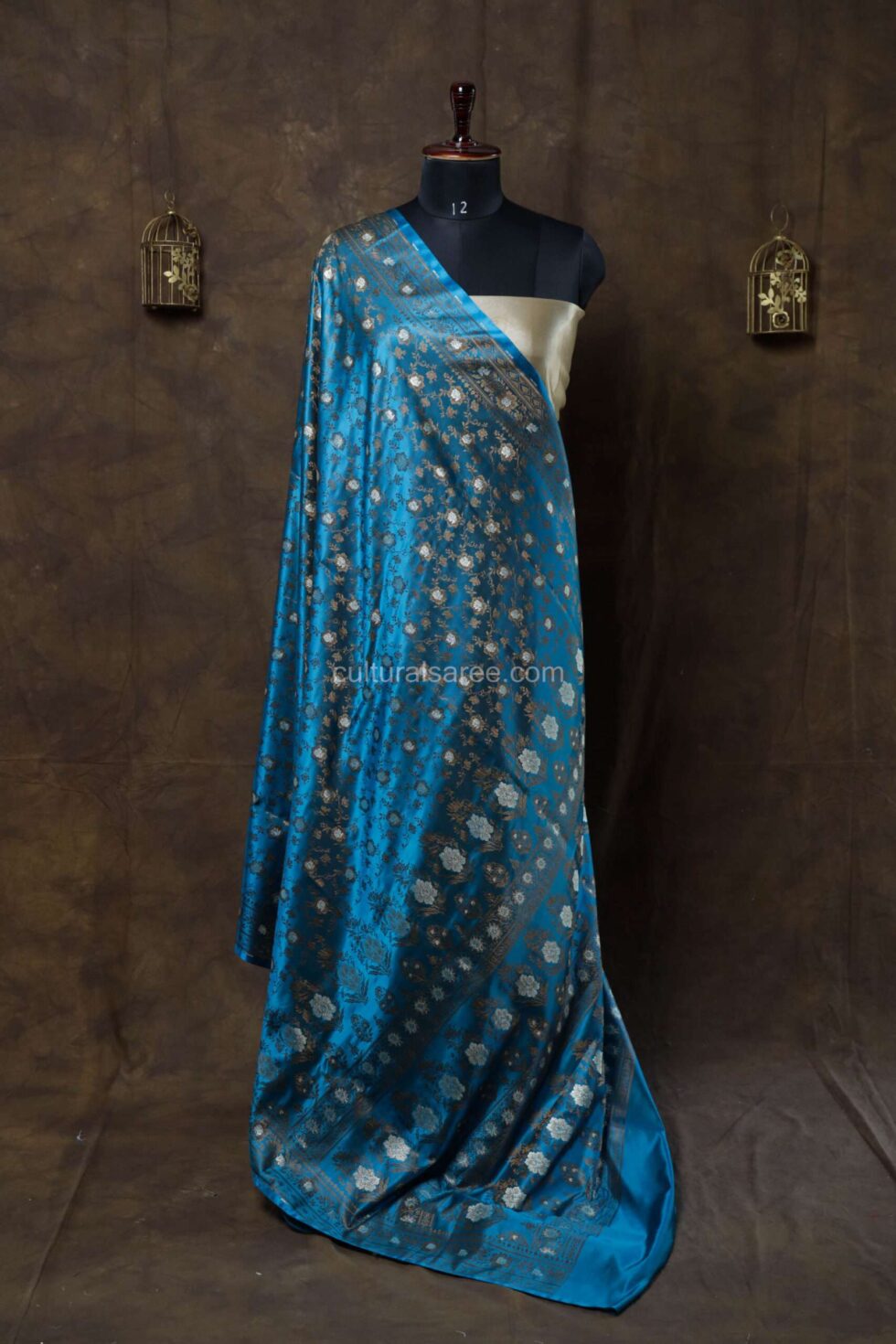 Navy blue banarasi jal saree