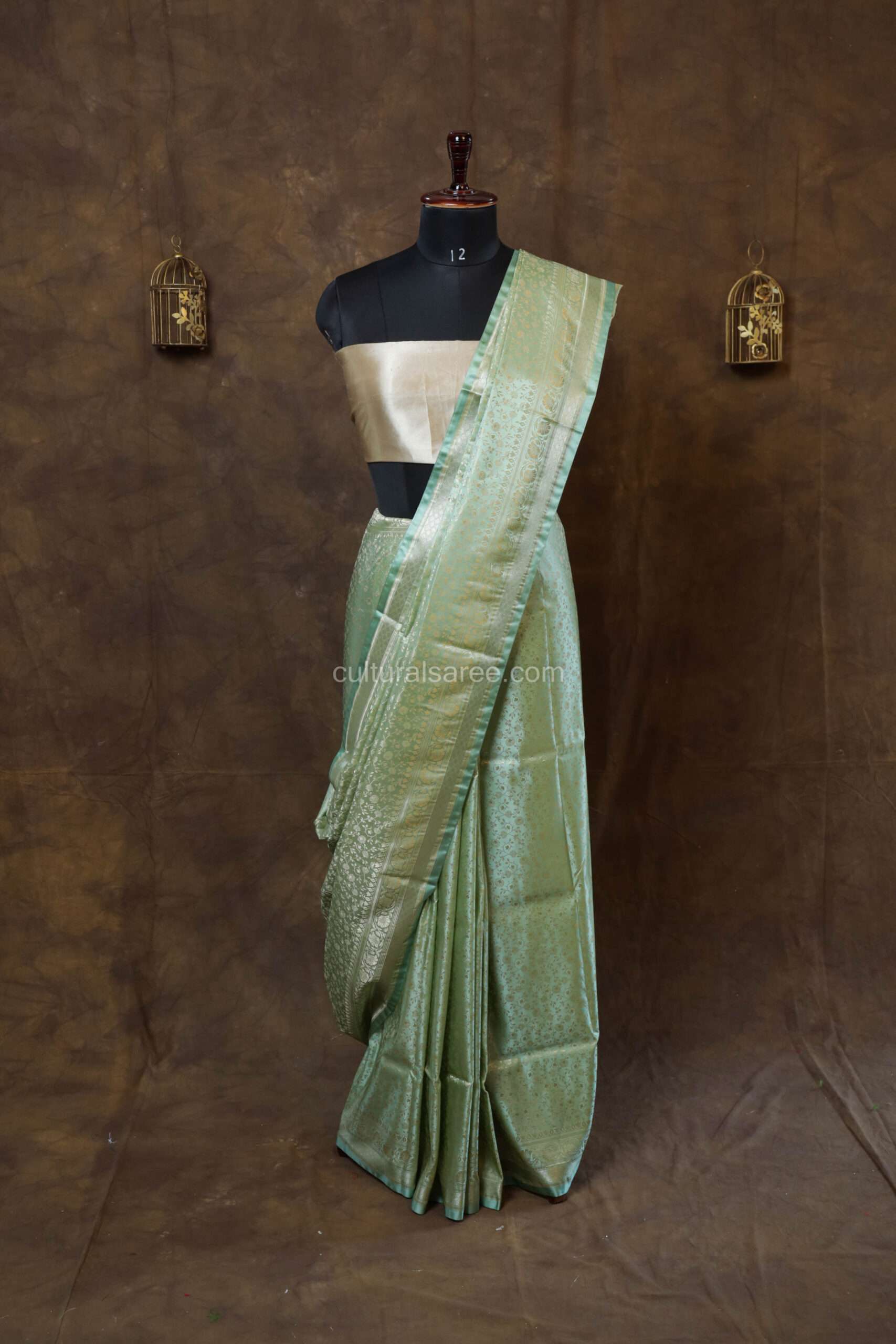 Pastel Green Tanchoi pure Silk saree