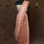 Pastel peach banarasi silk saree