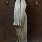 Pastel gray silver zariwork banarasi silk saree