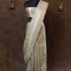 Pastel Gray banarasi silk saree with gold zariwork