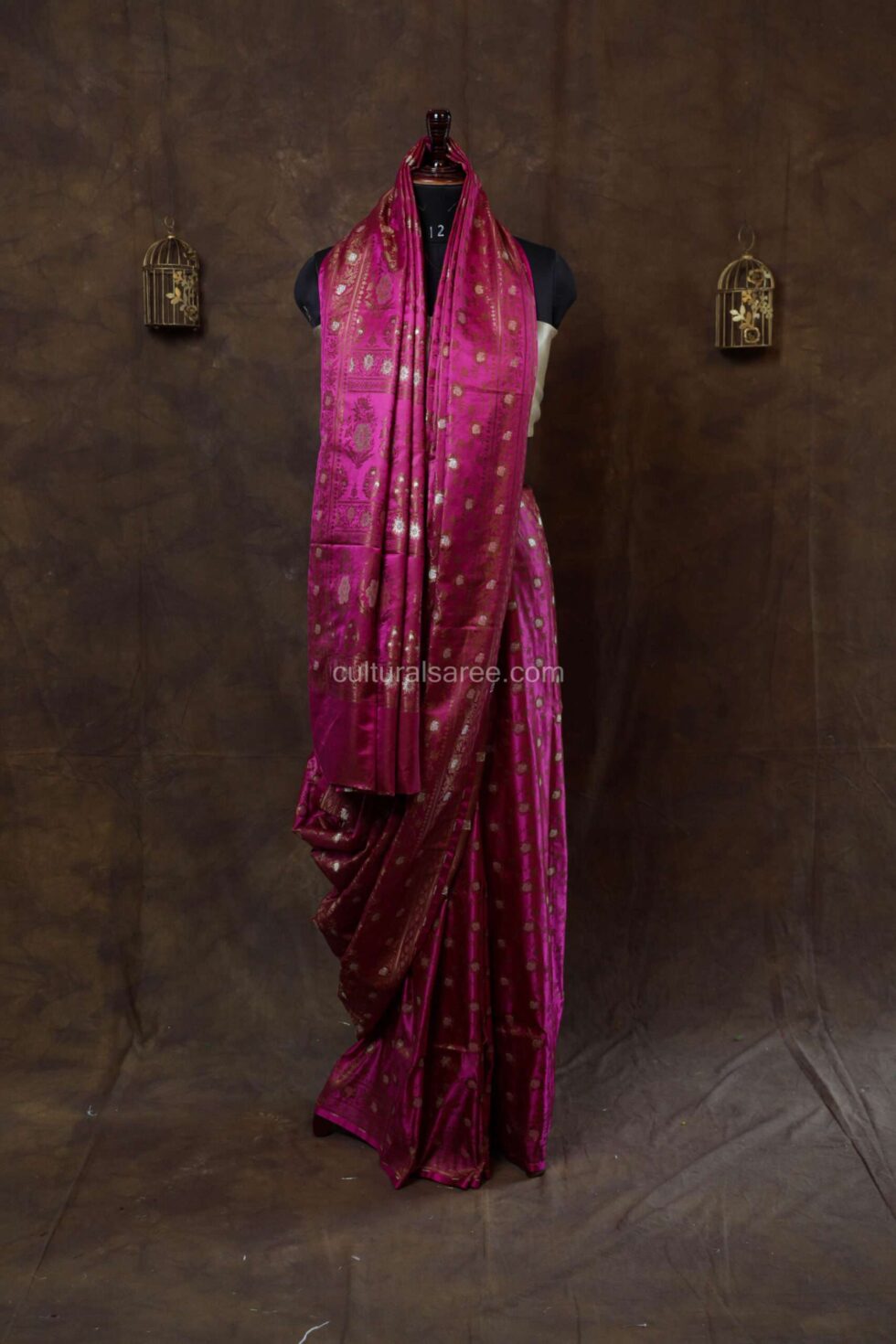 Magenta zariwork banarasi jal silk saree