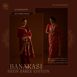 Maroon And Brown Elegant banarasi satin Saree