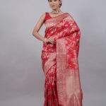 Royal Red Multi Color Shikargah Figure Jal Banarasi Pure Silk Saree
