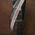 Bottle Green Banarasi Handloom Flower Minedar Saree