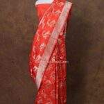 Orange Banarasi Handloom Peacock Buta Minedar Silk Saree