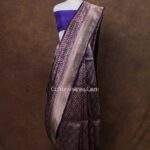 Purple Blue Banarasi Handloom Floral Brocade Jaal Silk Saree